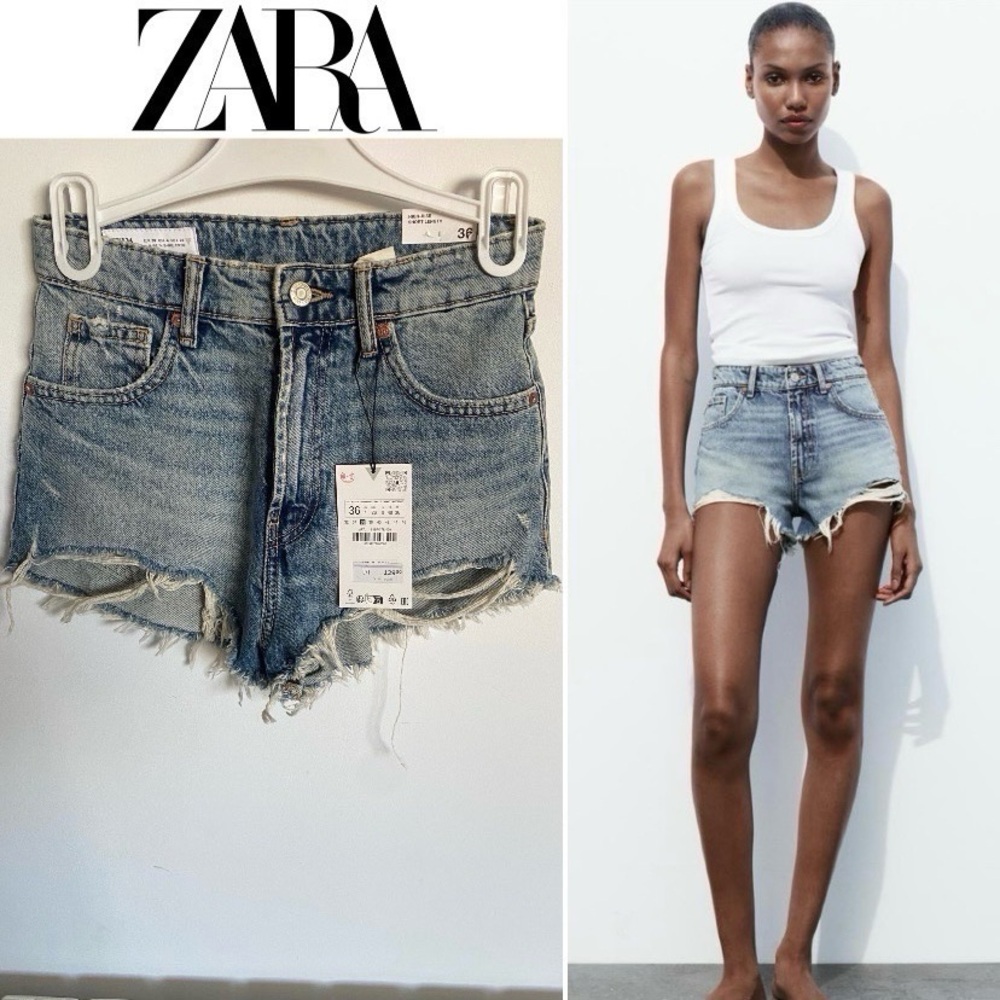 SHORT EN JEAN TRE ARQUÉ À TAILLE HAUTE